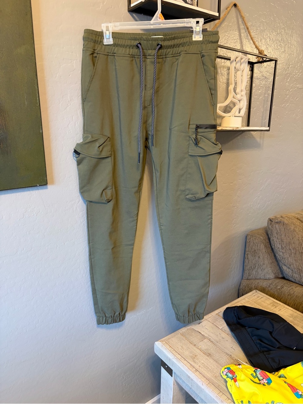 Reserved Olive Utility Cargo Joggers with Drawstring